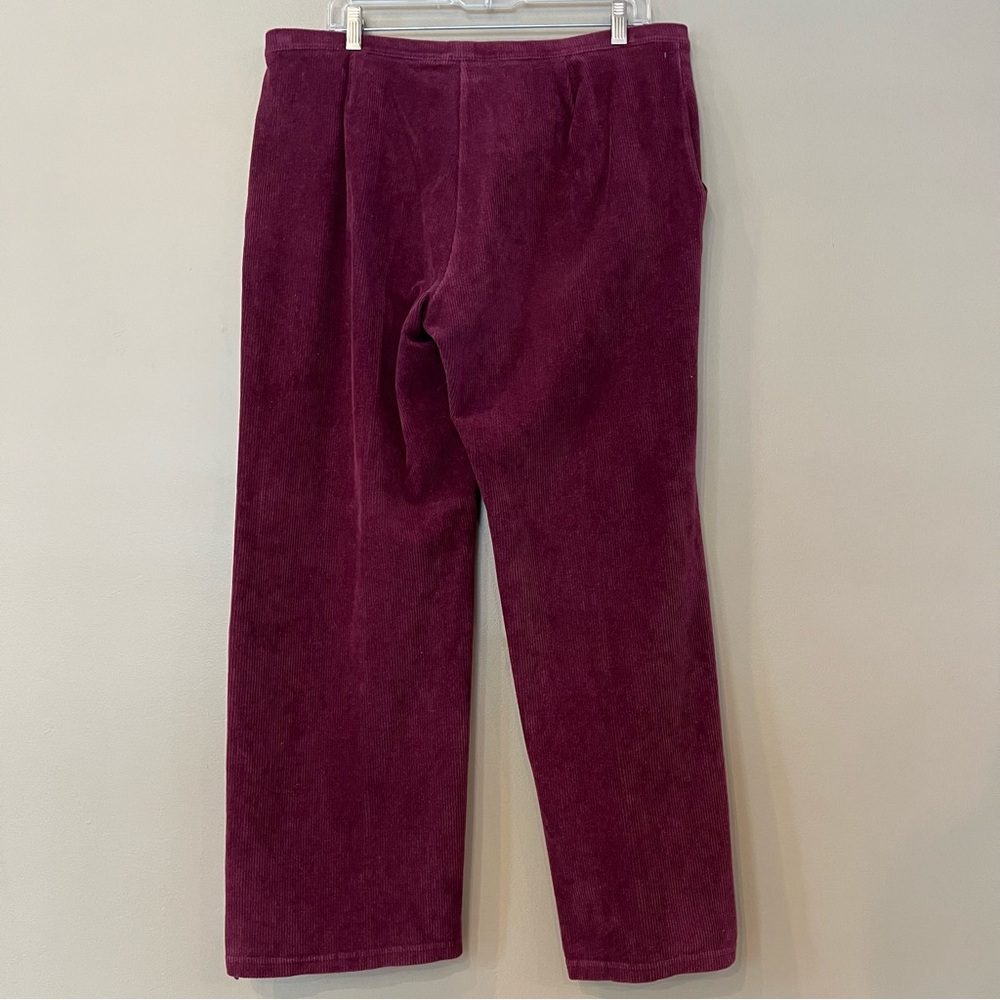 2 Pc LL Bean Corduroy Wide Leg Knit Pull On pants‎ Jacket LP / XL ribbed Merlot - Picture 6 of 11